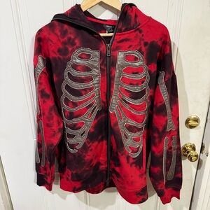 NWT Bone Yard Heat Reactive Skeleton Zip Hoodie Tie Dye Forever 21